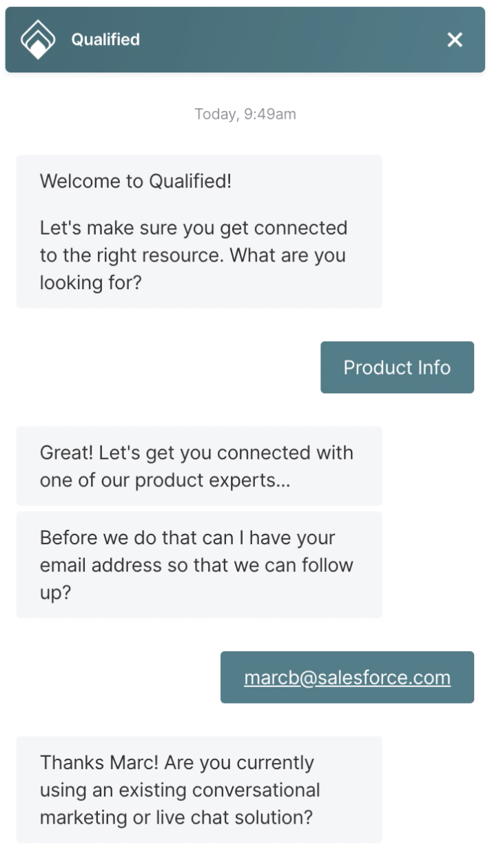 Conversation with anonymous website visitor.