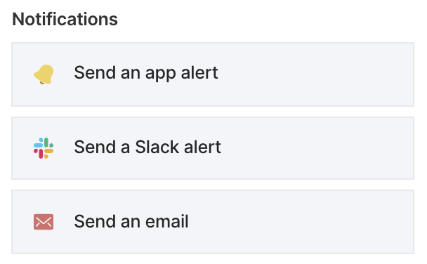 Selecting the Slack alert option.