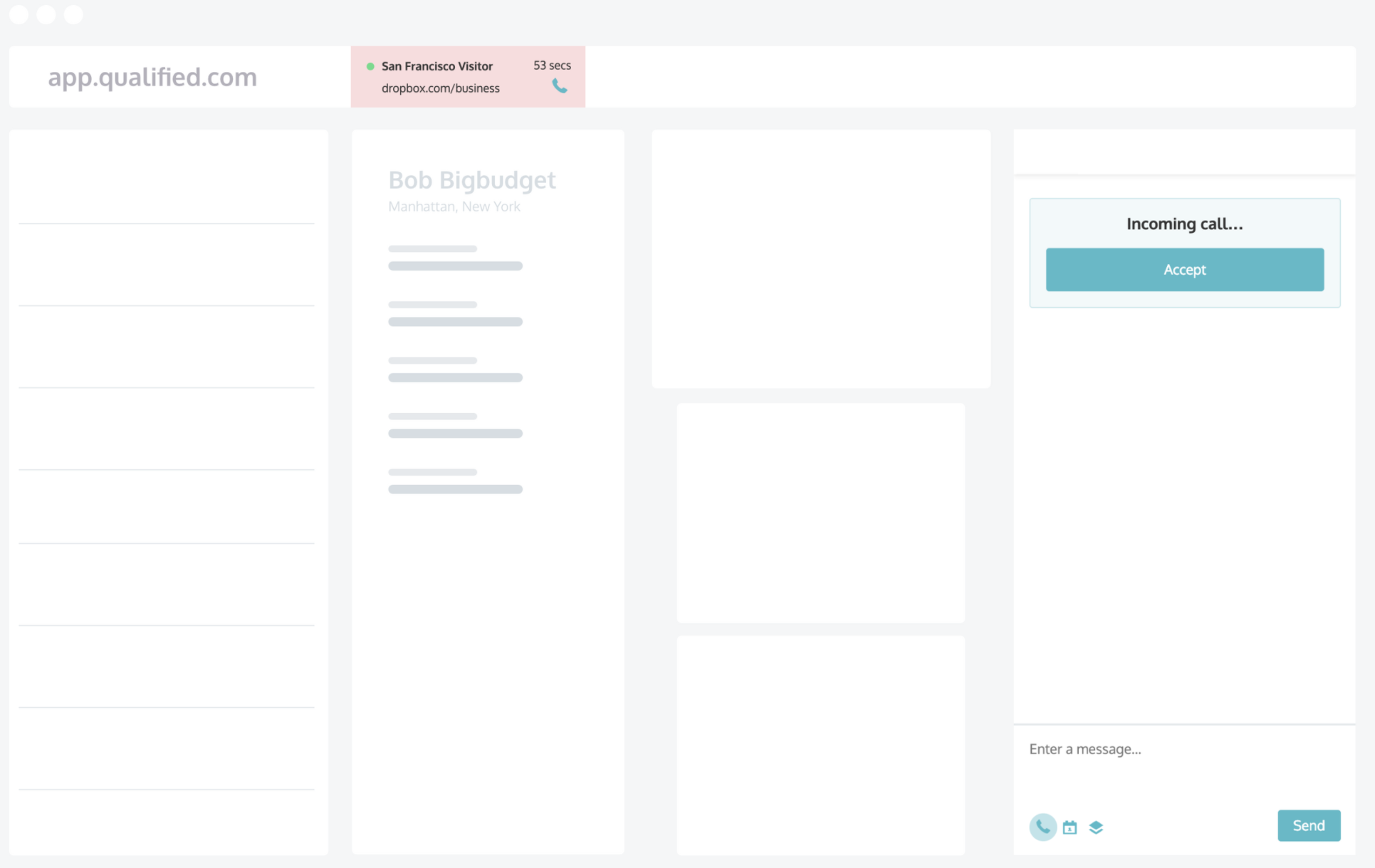 Receiving and answering a call initiated by a website visitor