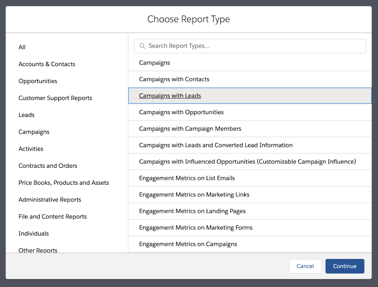 Campaigns with Leads Report.