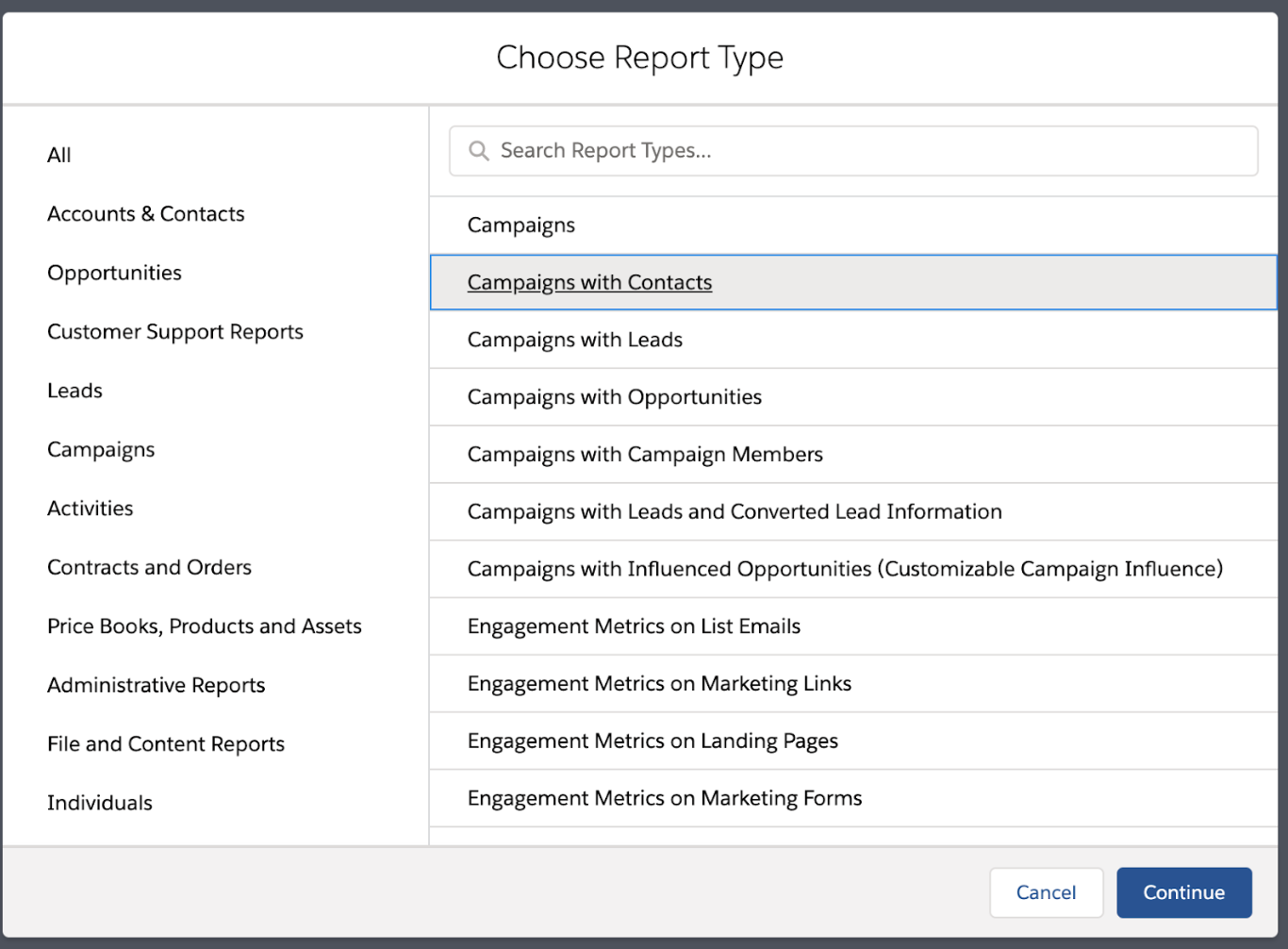 Campaigns with Contacts.