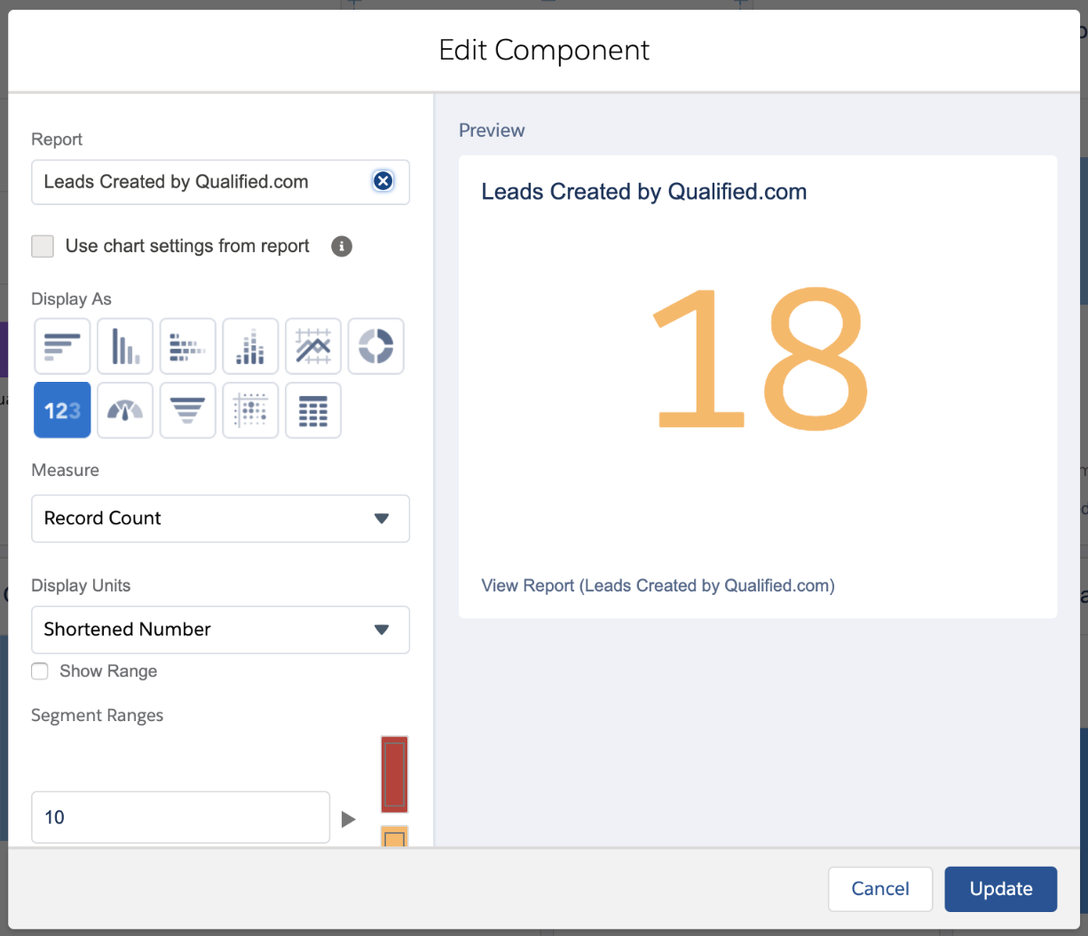Displaying component as a number.