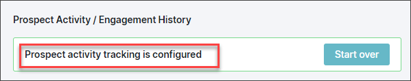 Prospect activity tracking is confirmed message displayed if working correctly