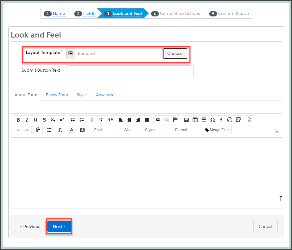 Choose the Standard layout and click Next