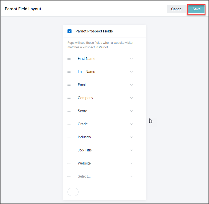 Click Save in the top right of the screen to commit the changes