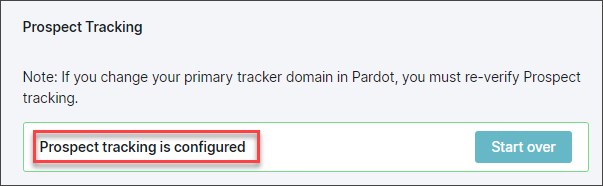 Prospect tracking is confirmed message displayed if working correctly