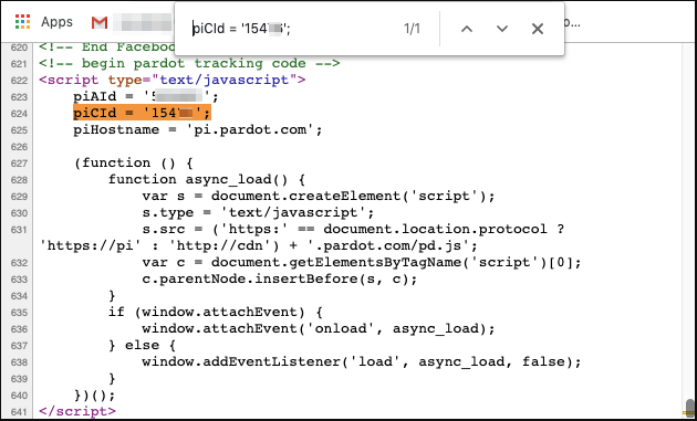 Sample JavaScript snippet pasted in HTML code