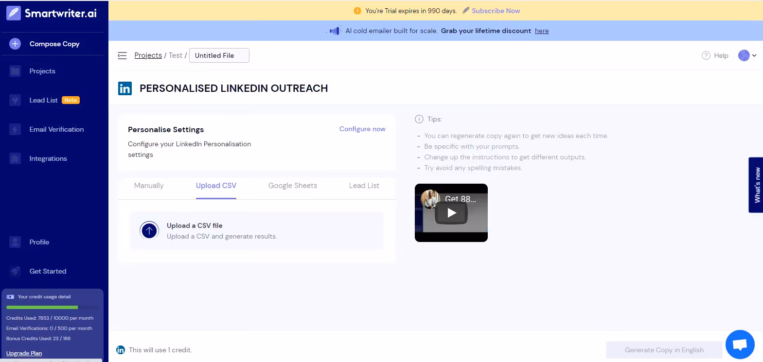 Smartwriter personalized Linkedin outreach