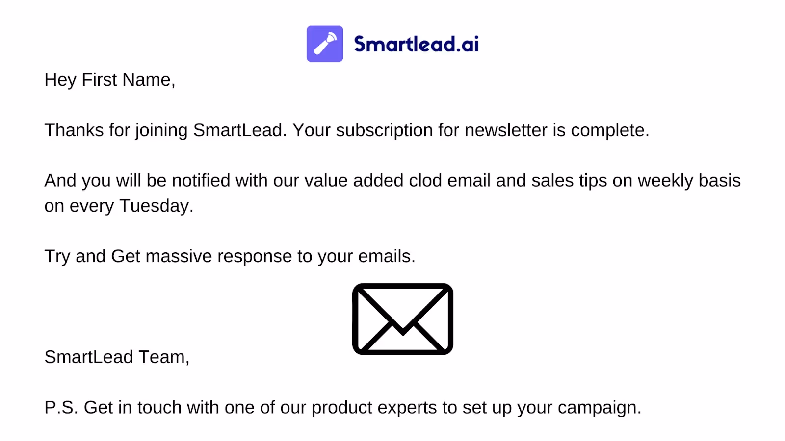 Subscription confirmation email sample