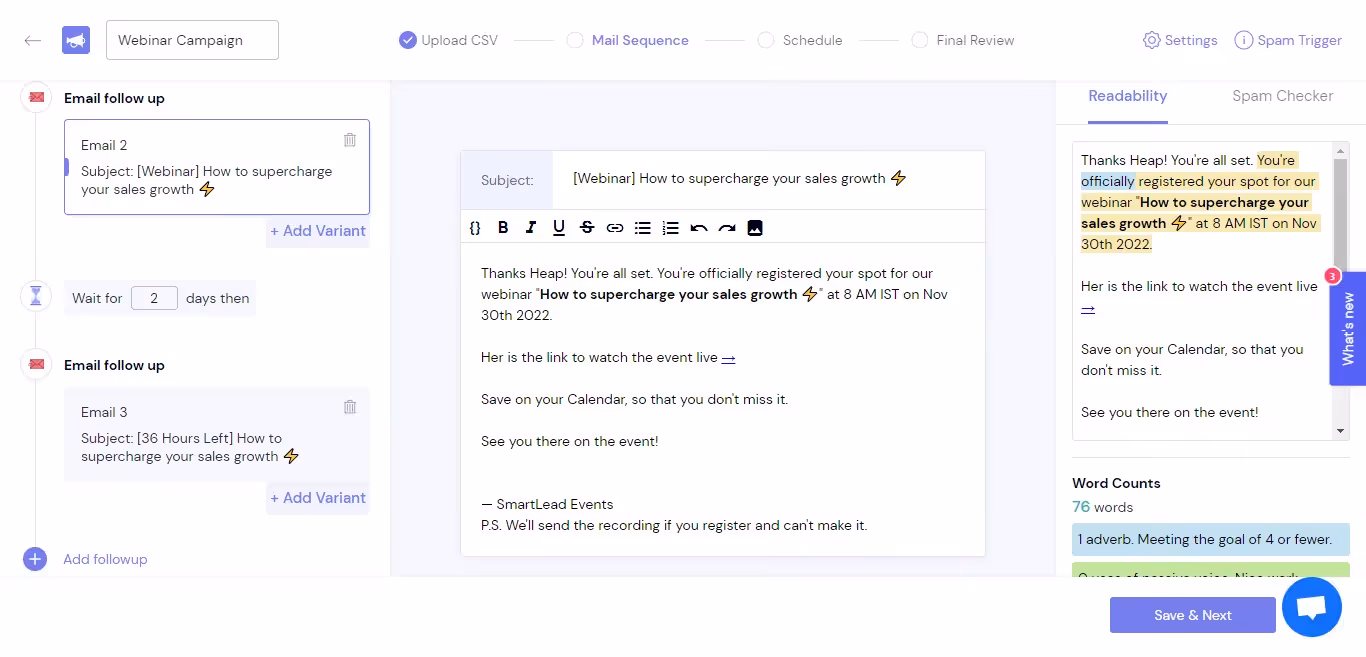 Webinar Campaign Creation with SmartLead