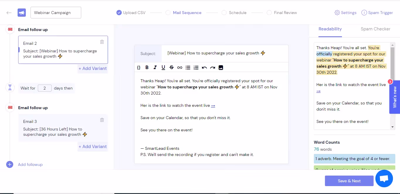 Winning email sequence with SmartLead
