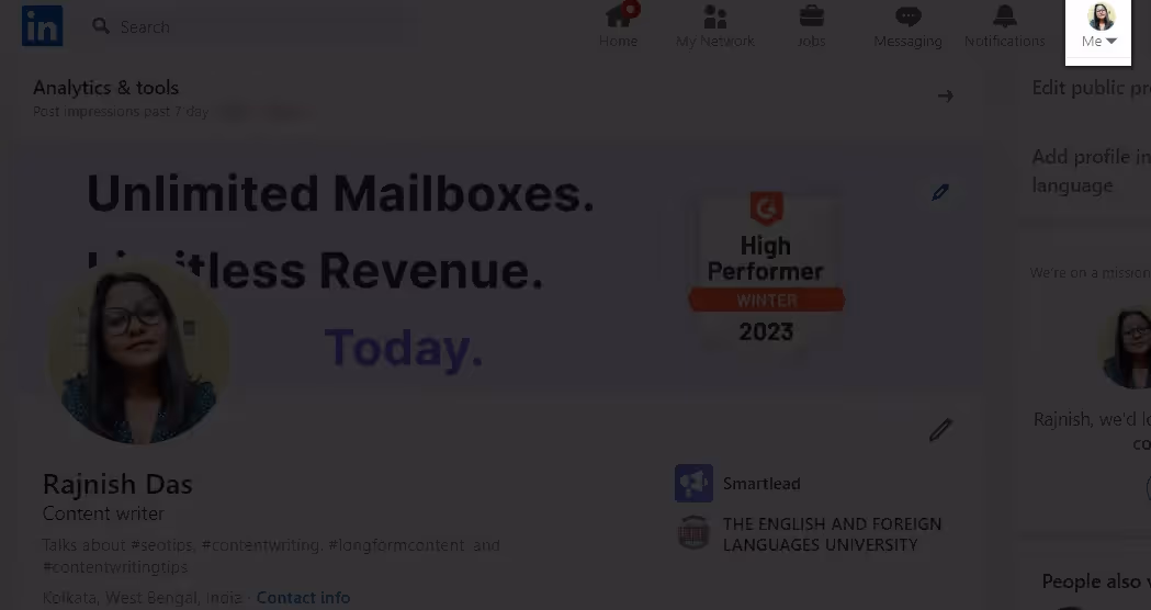 Private Profile View Mode in LinkedIn