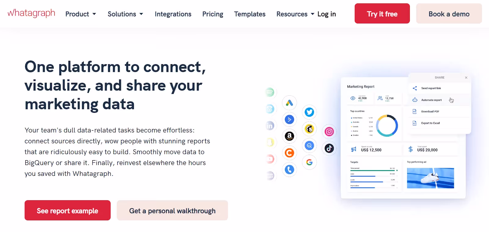 Whatagraph homepage