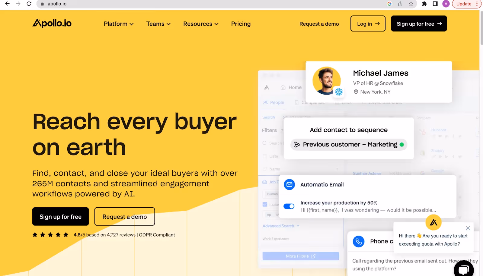 Apllo.ai Homepage Screenshot