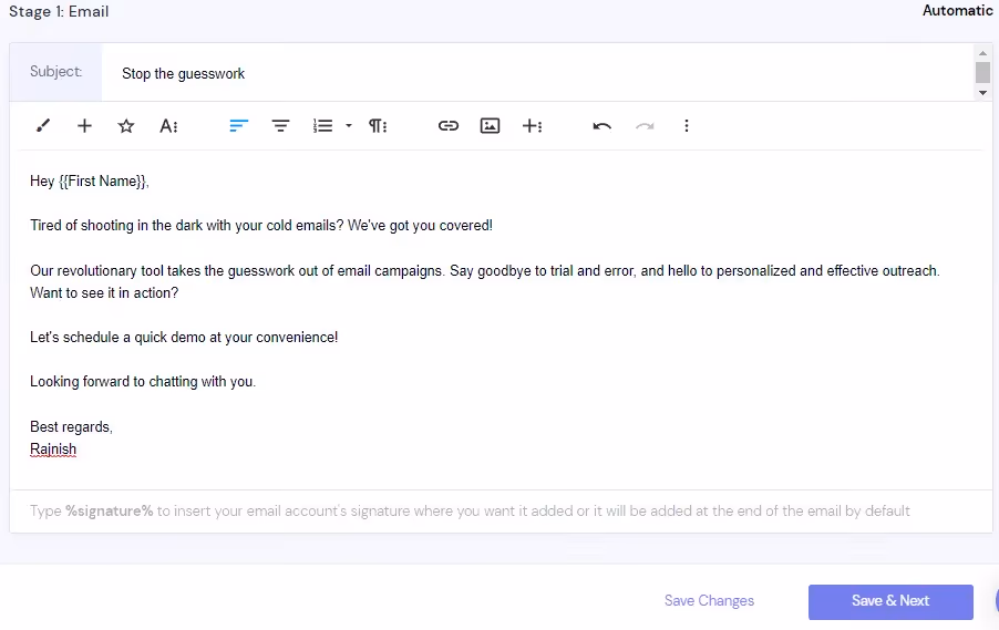 Writing the email body in Smartlead App