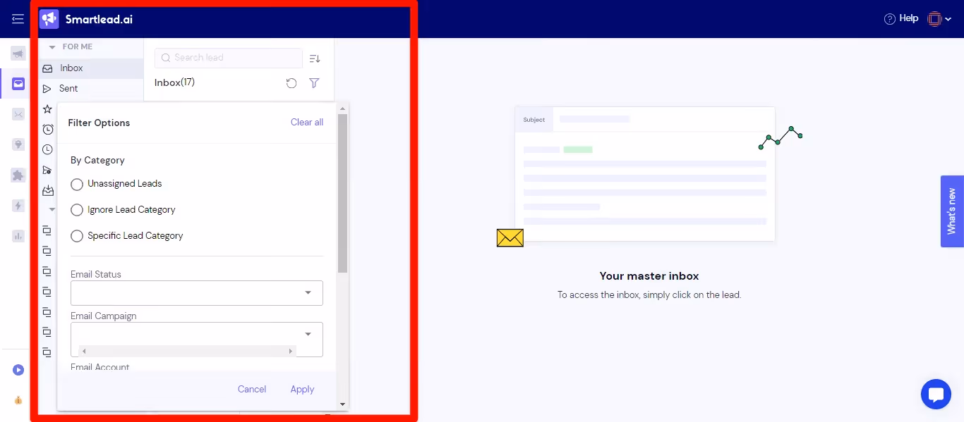 Smartlead Master Inbox Screenshot