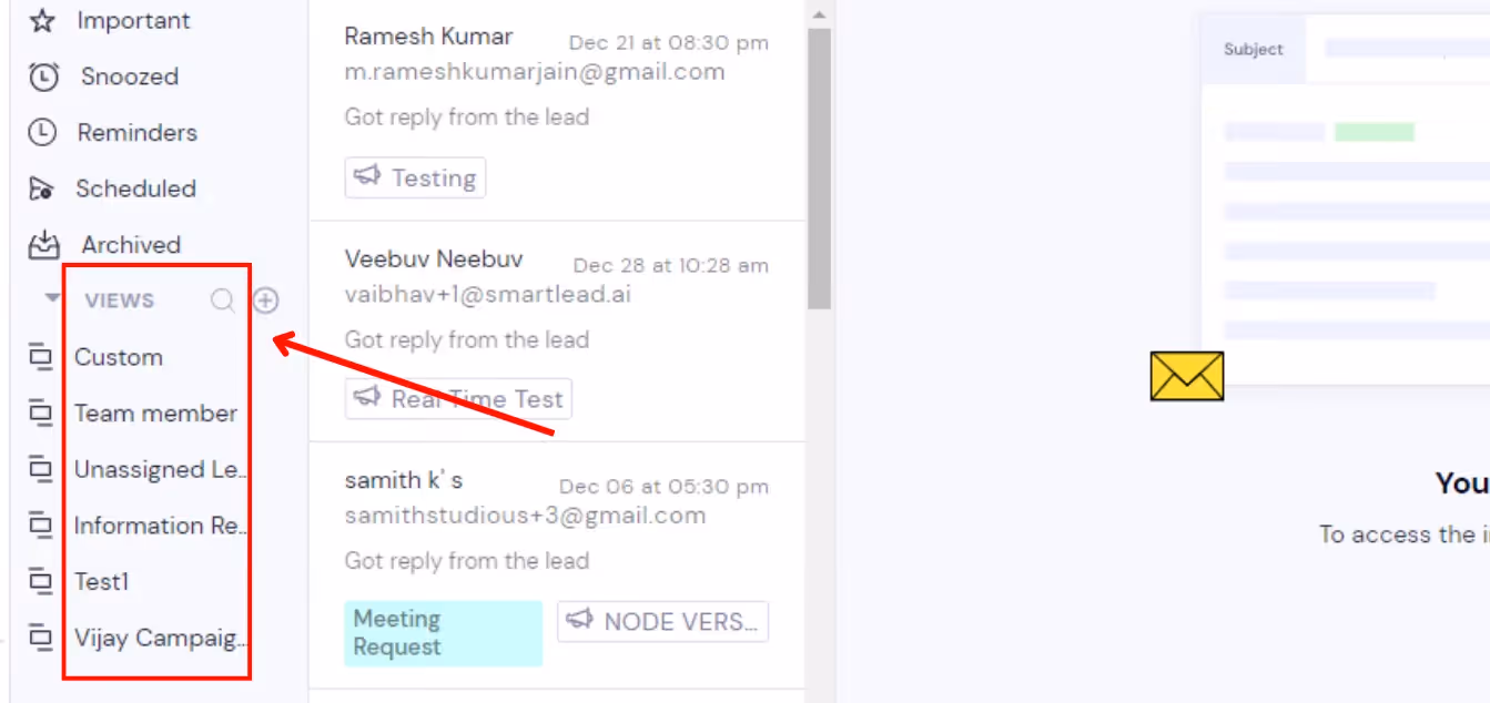 Smartlead VIews feature in Master Inbox 3.0