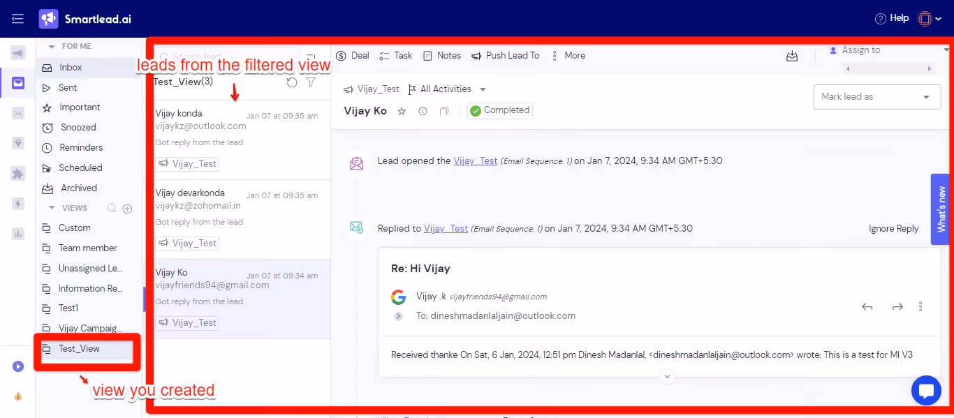 Smartlead VIews feature in Master Inbox 3.0