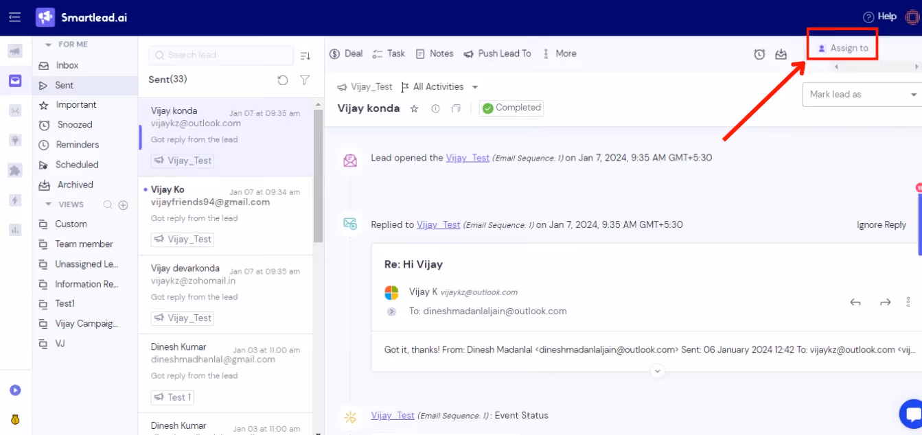 Smartlead Master Inbox 3.0 Team Member Assignment 