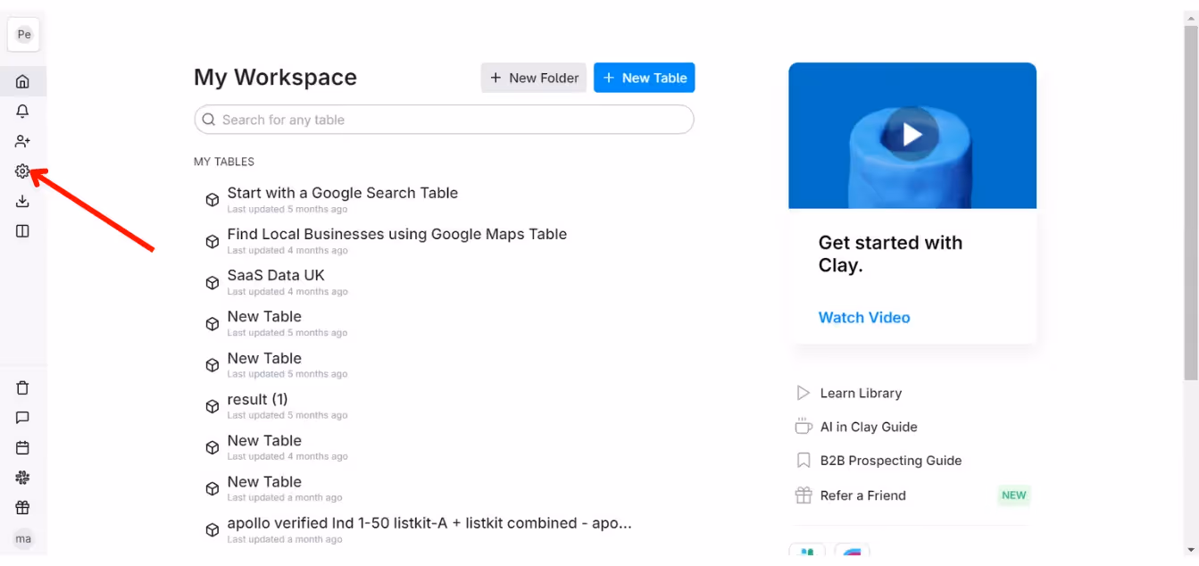 Clay.com App Dashboard screenshot