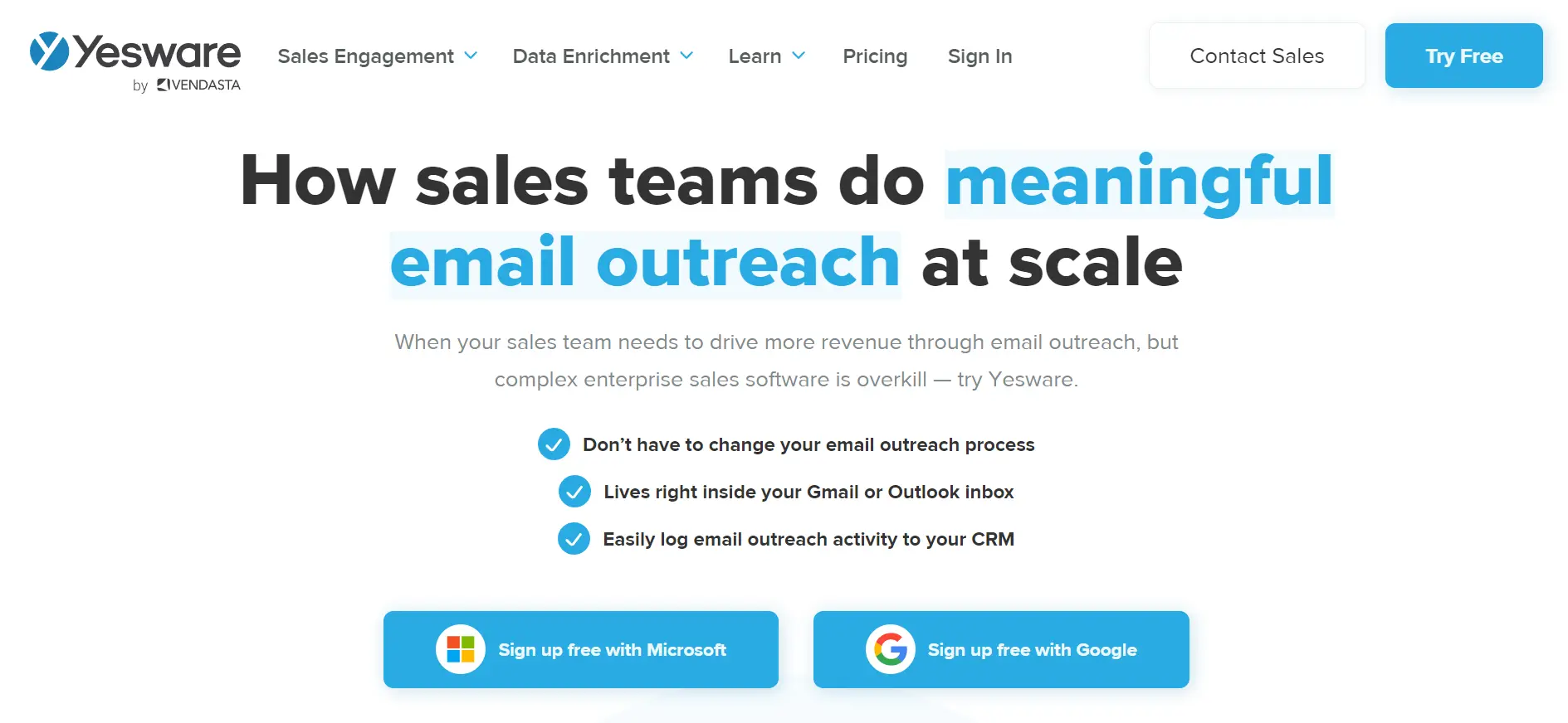 Yesware homepage  