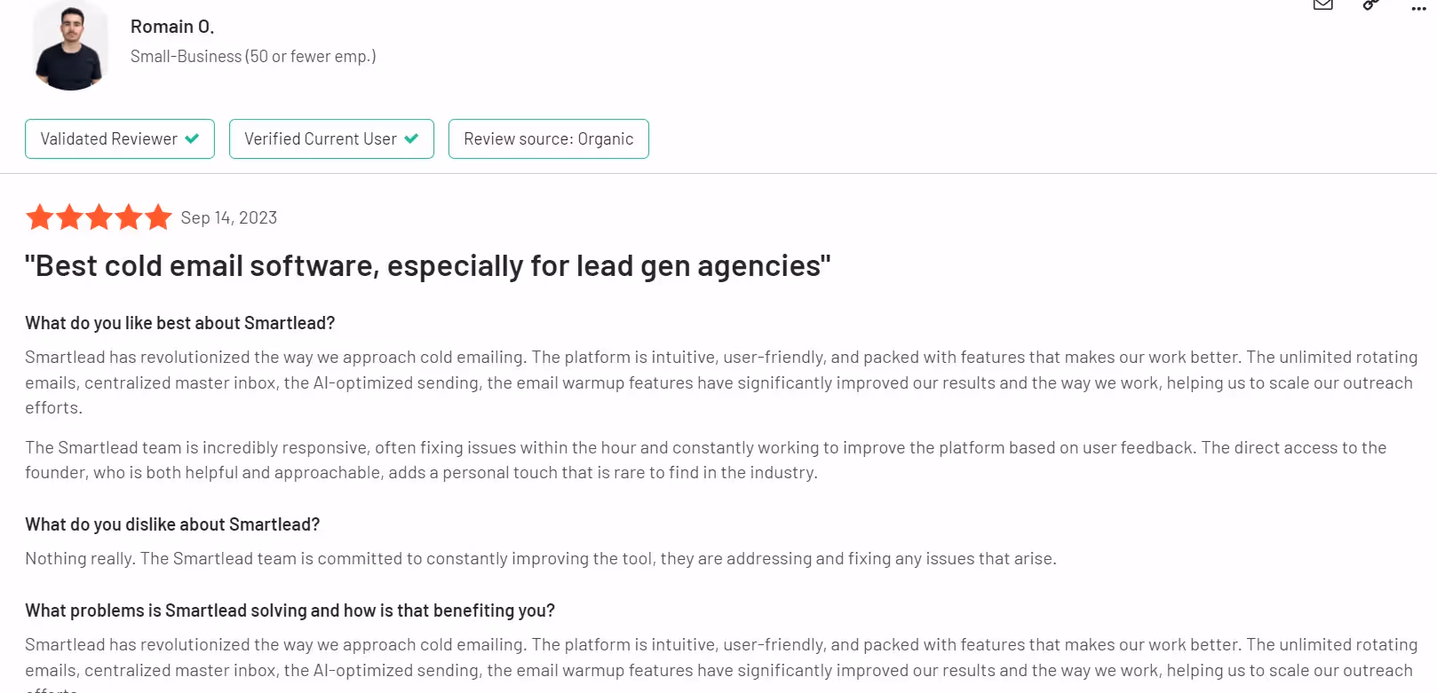 Smartlead G2 review
