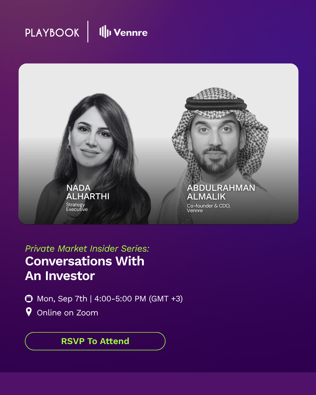 Webinar artwork for the Private Market Insider Series with Vennre.