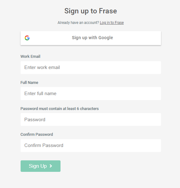 signup form frase