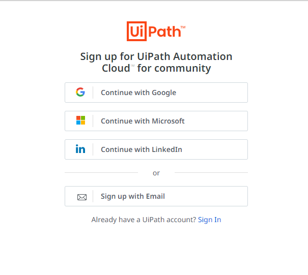 signup form uipath