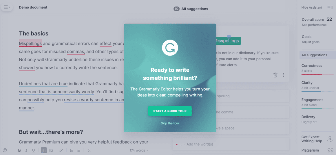 Grammarly’s initial onboarding is a holistic experience