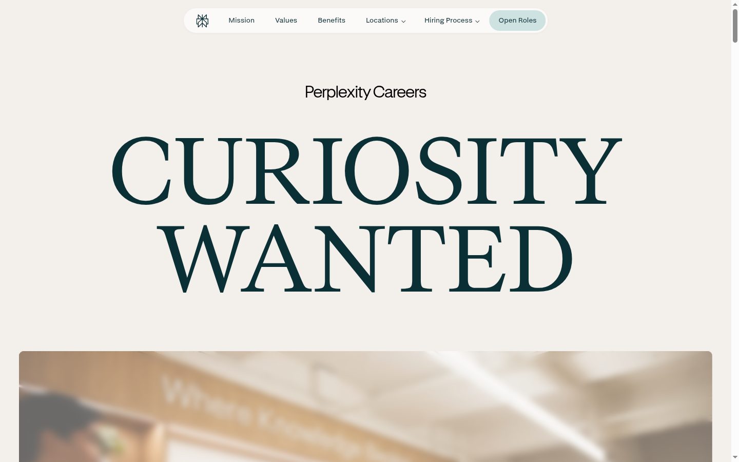 Perplexity careers page stating its interview timelines, August 2026
