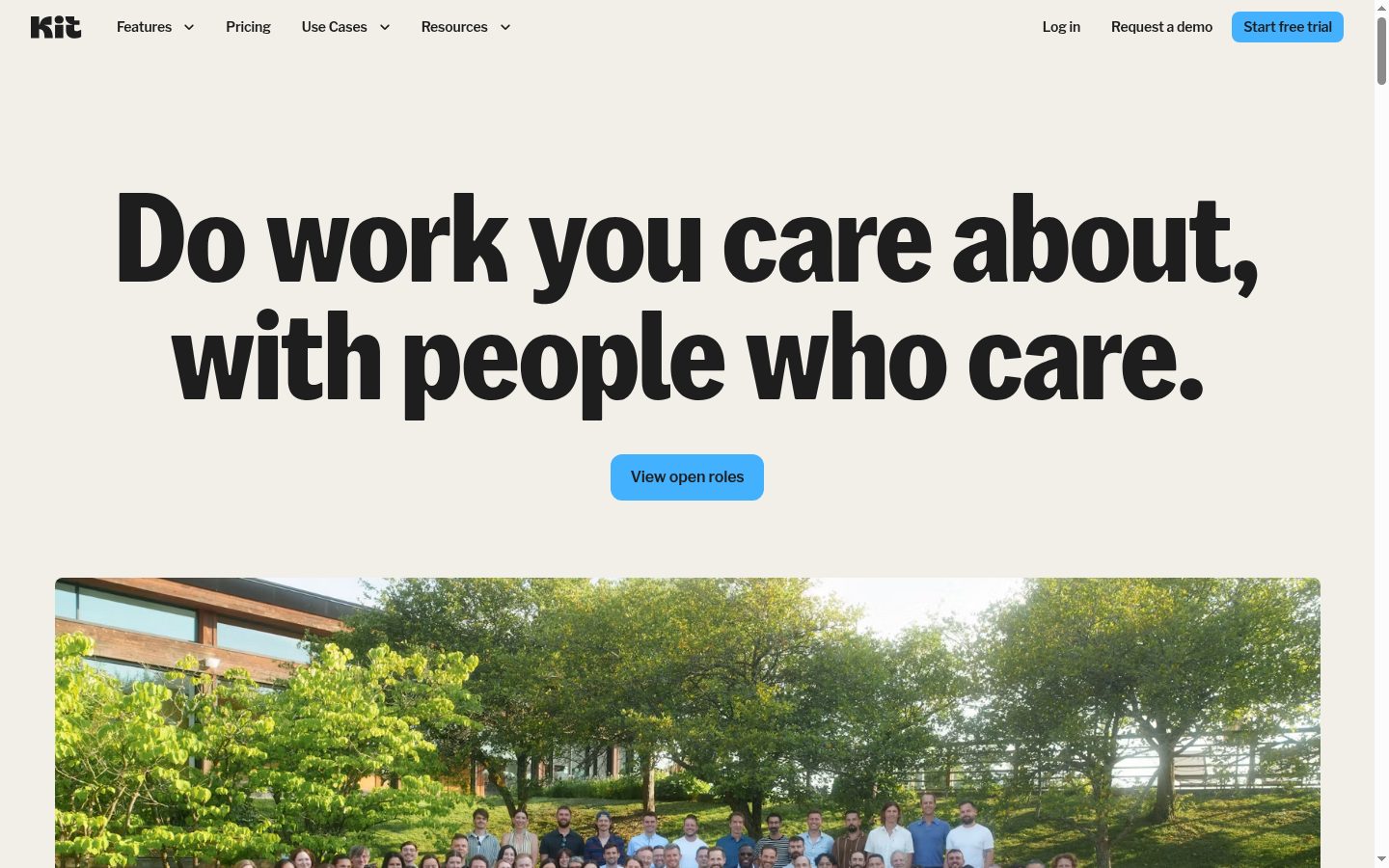 Kit careers page with its 'Kit is not for you if' section, August 2026