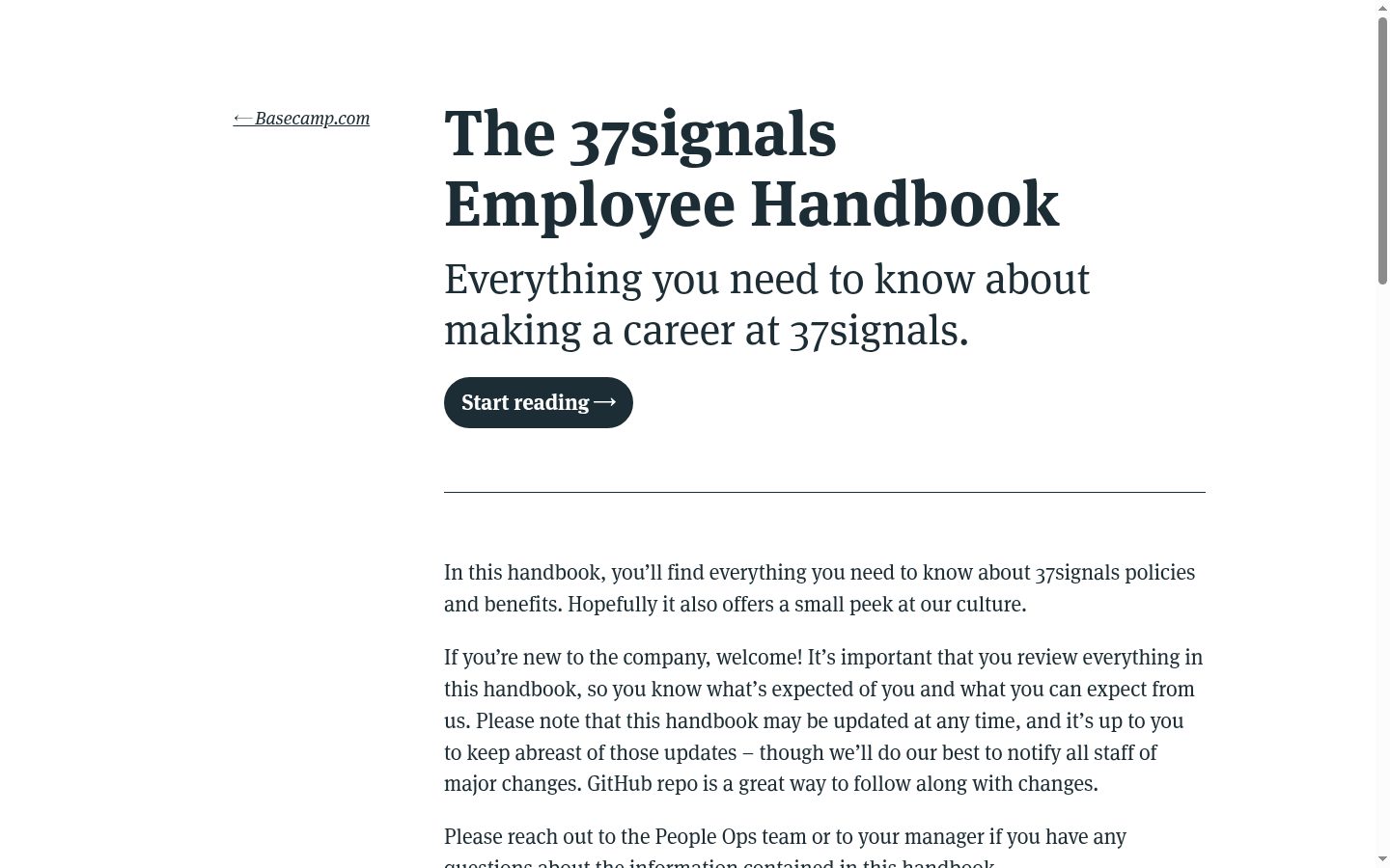 The 37signals public employee handbook, August 2026