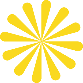 Yellow sunburst pattern with rounded rays radiating symmetrically from the center.