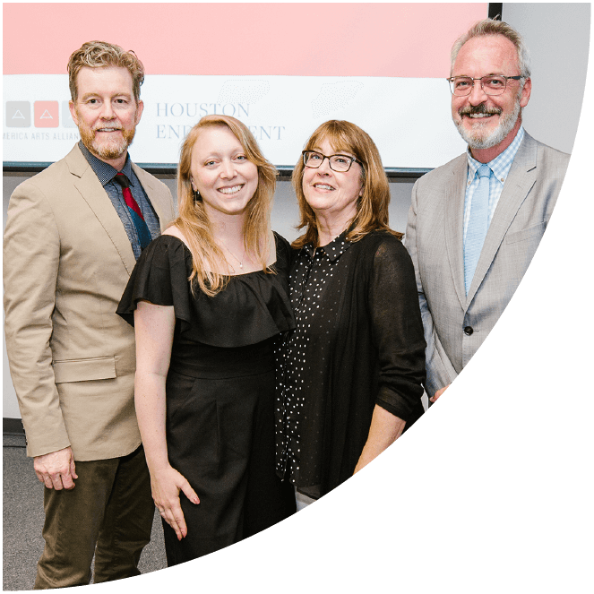 Two men and two women stand next to each other, pictured from Mid-America Arts Alliance