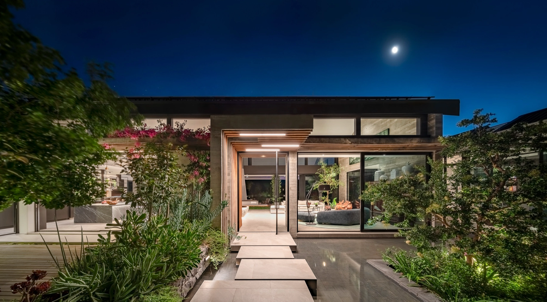 Render of a house surrounded by bushes