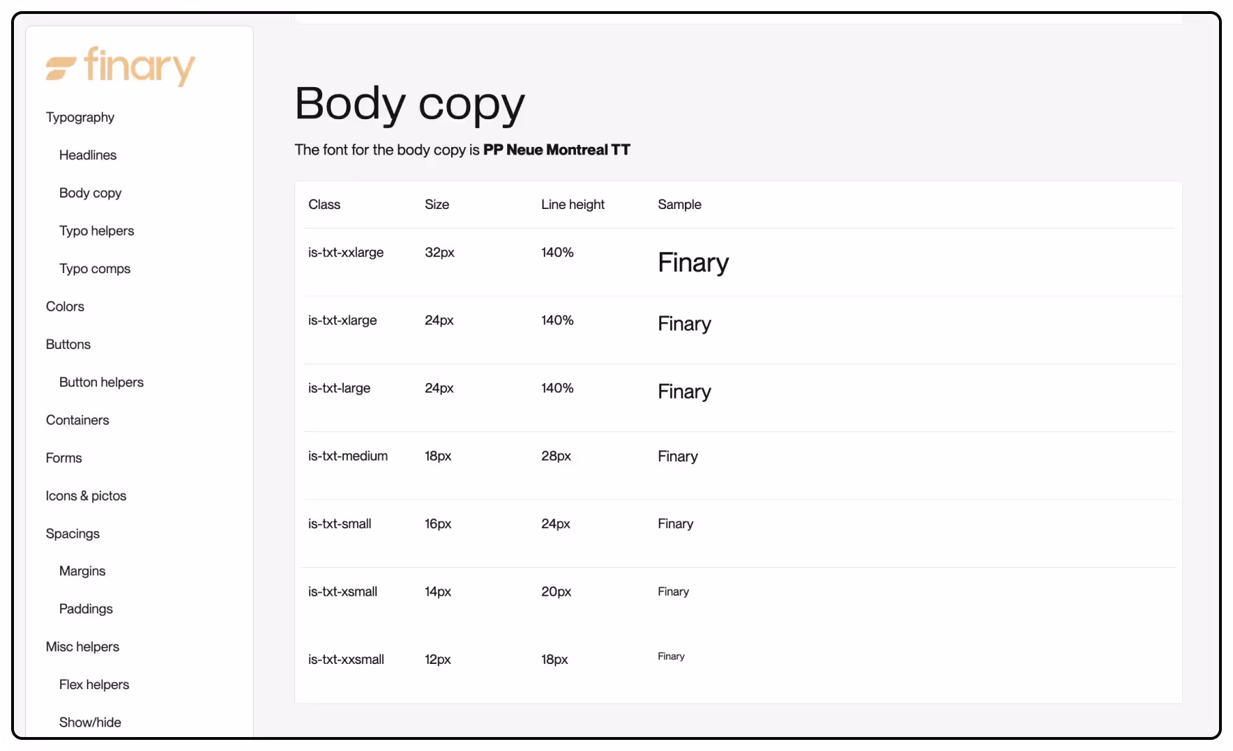 Style guide Finary - Webflow