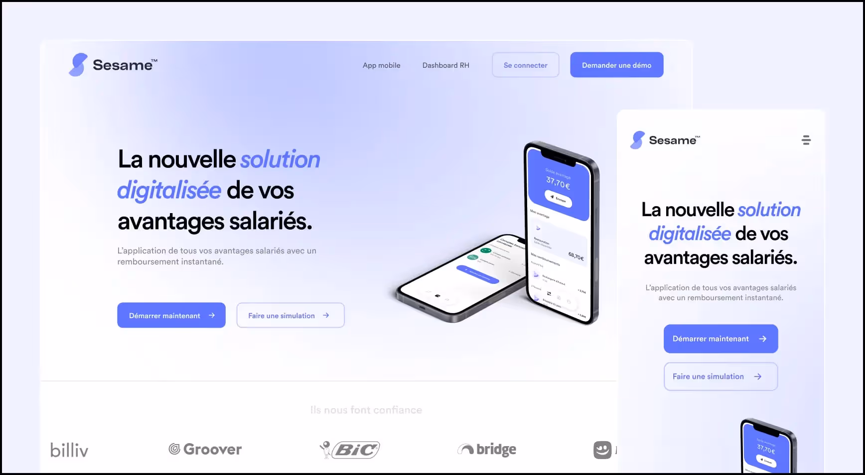 Homepage Sesame - Webflow
