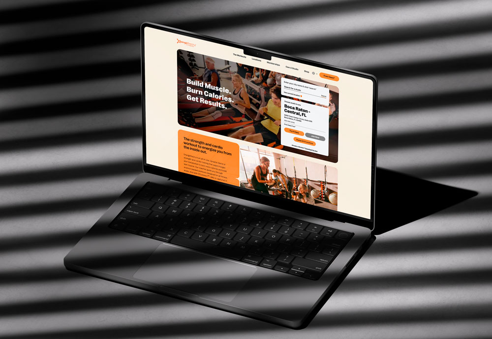 OrangeTheory Fitness website on a laptop