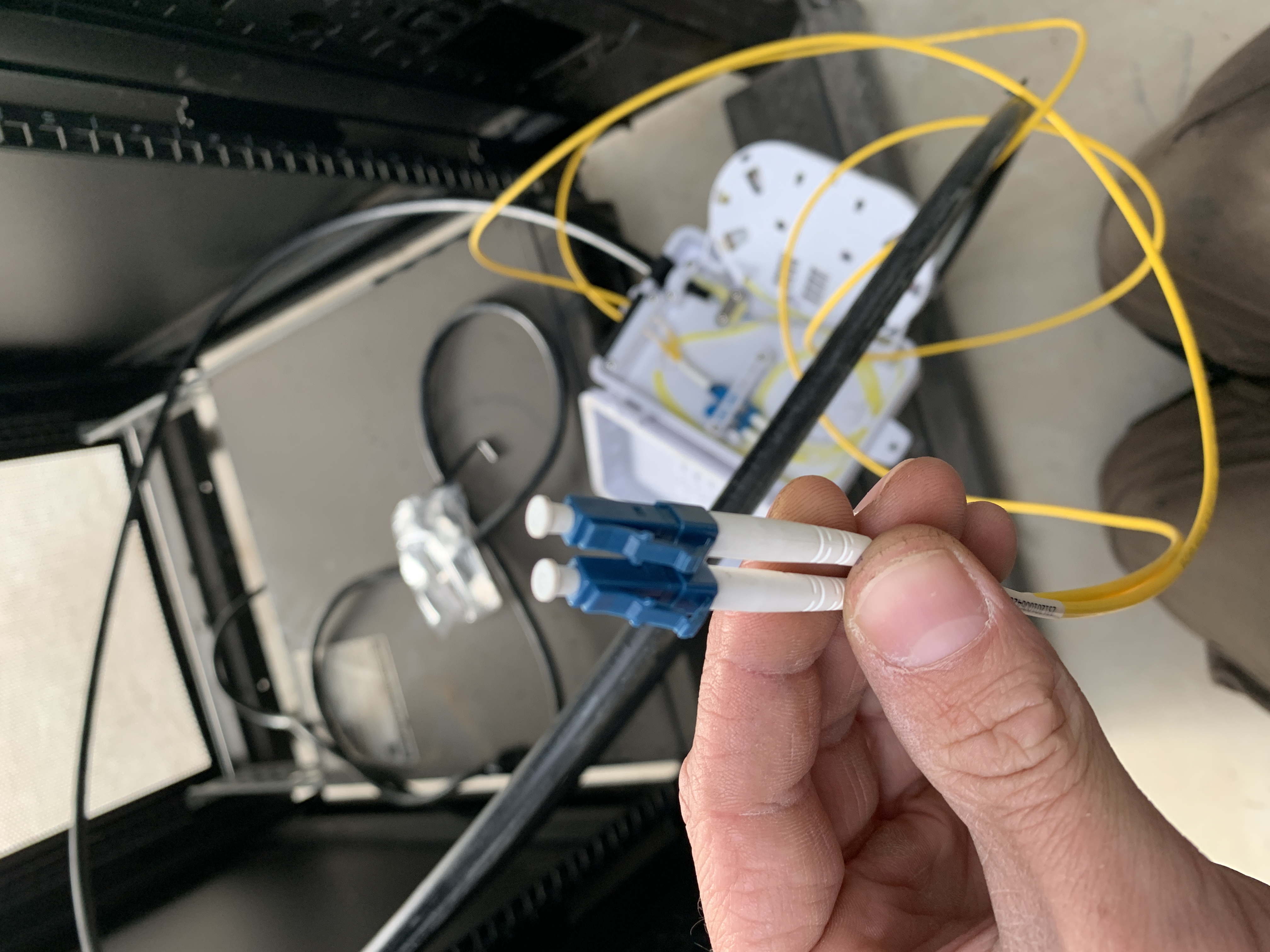 LC connection spliced from a 12 strand fibre