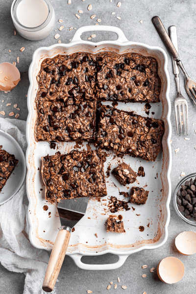 Healthy Double Chocolate Baked Oats (no banana)