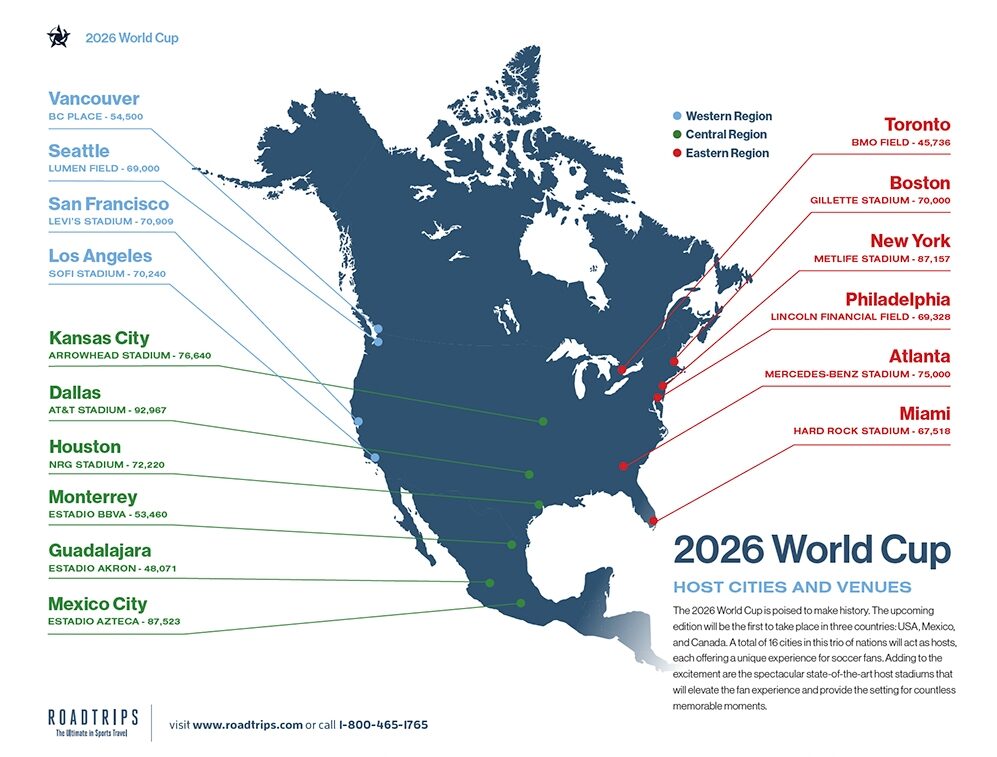 FIFA World Cup 2026 host cities map