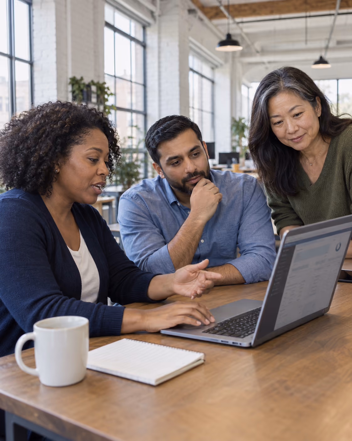 Colleagues collaborating in a team meeting