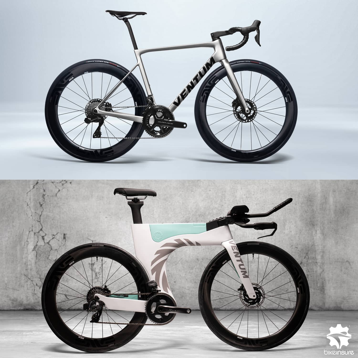 Ventum NS1 road bike and Ventum ONE triathlon bike on one policy