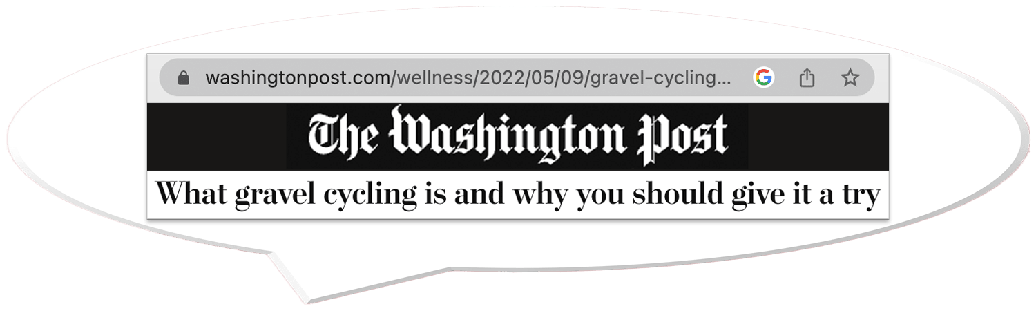 Washington Post article about gravel cycling