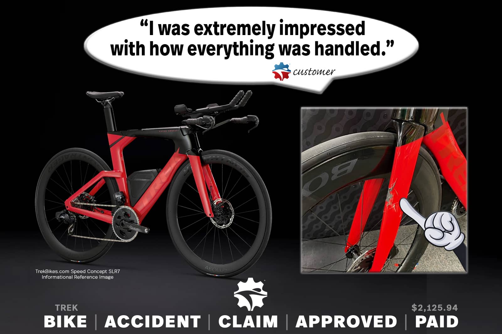 Bicycle accident claim testimonial from a BikeInsure customer