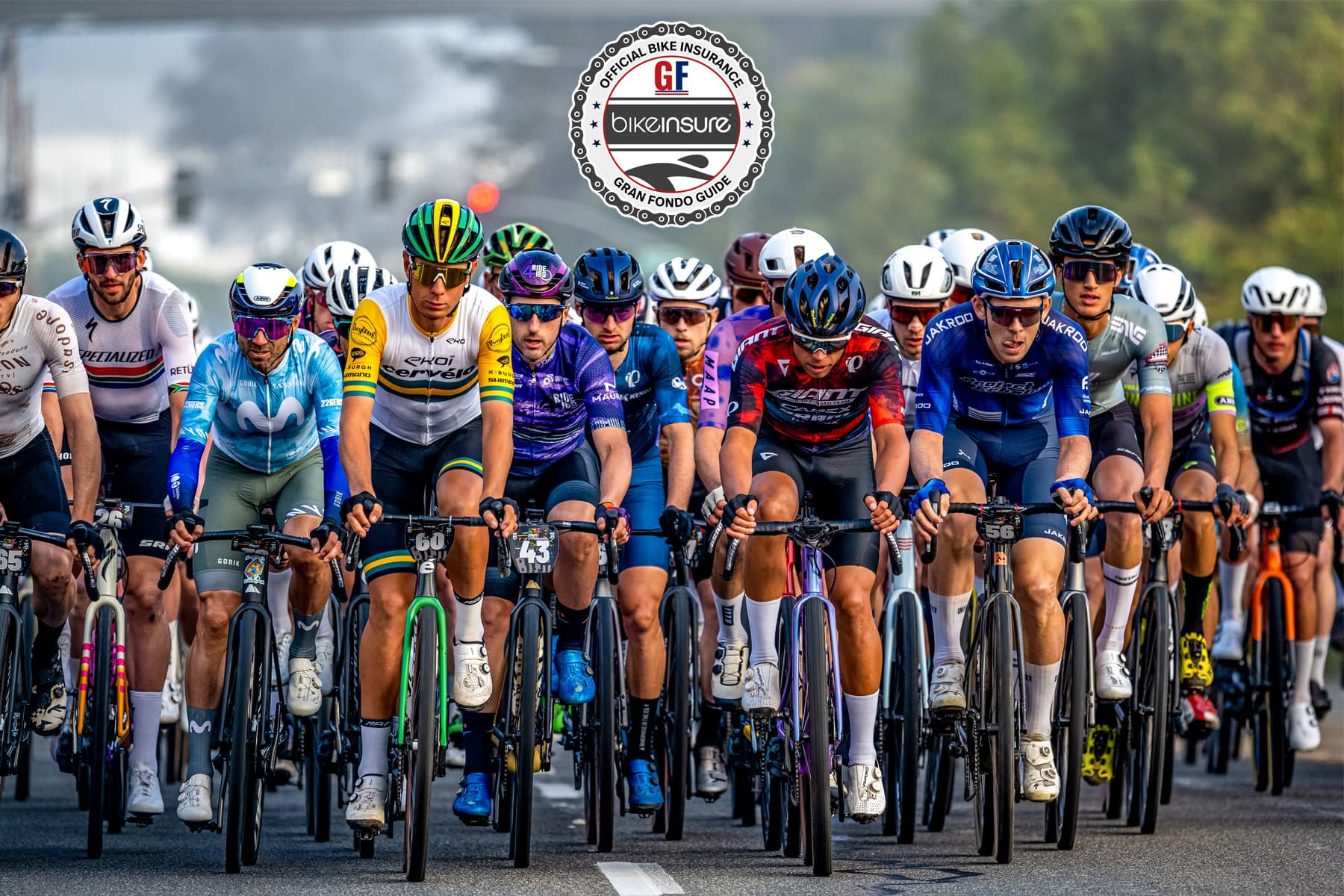 Group of gran fondo cyclists with their gravel bikes at a BWR cycling event.