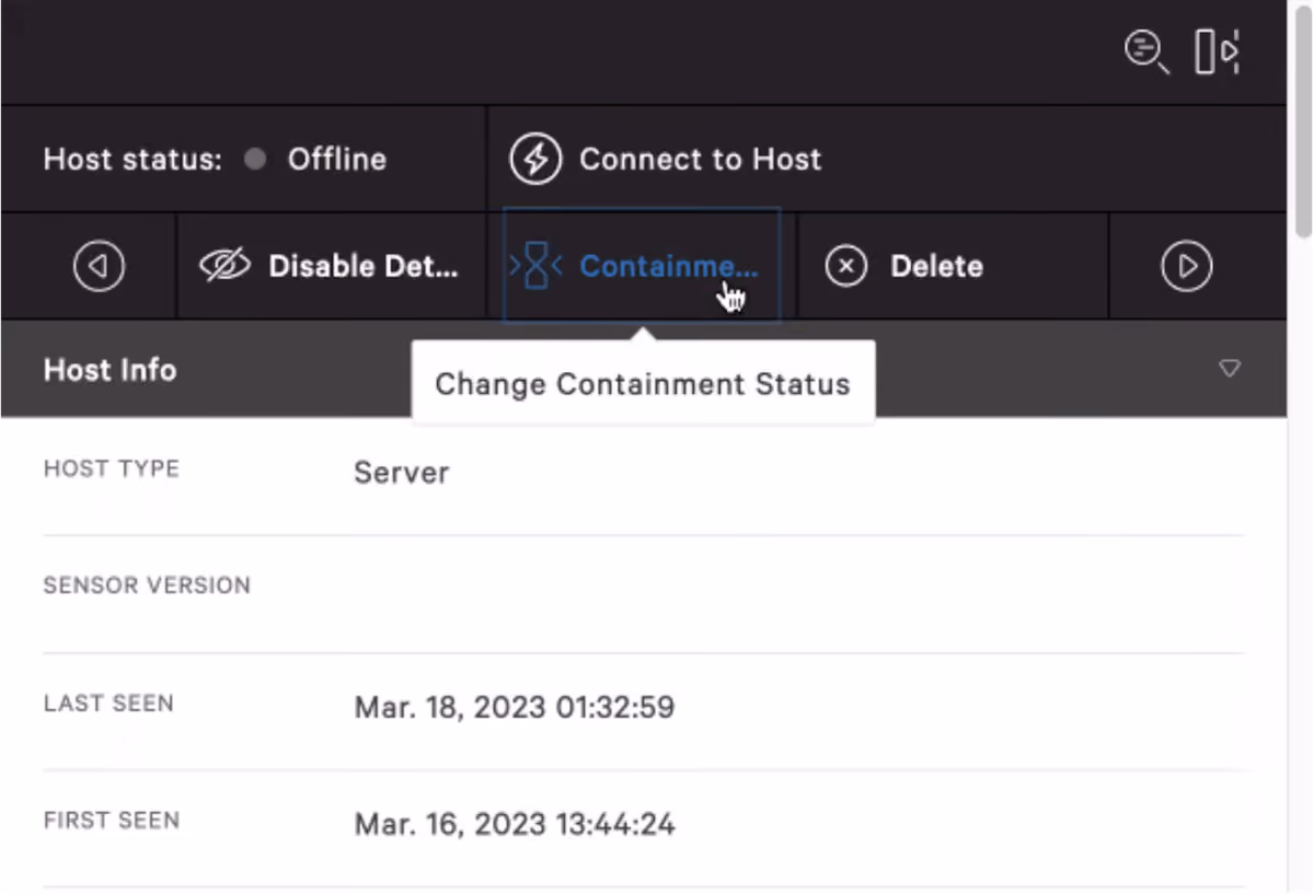 Host Actions Menu in CrowdStrike