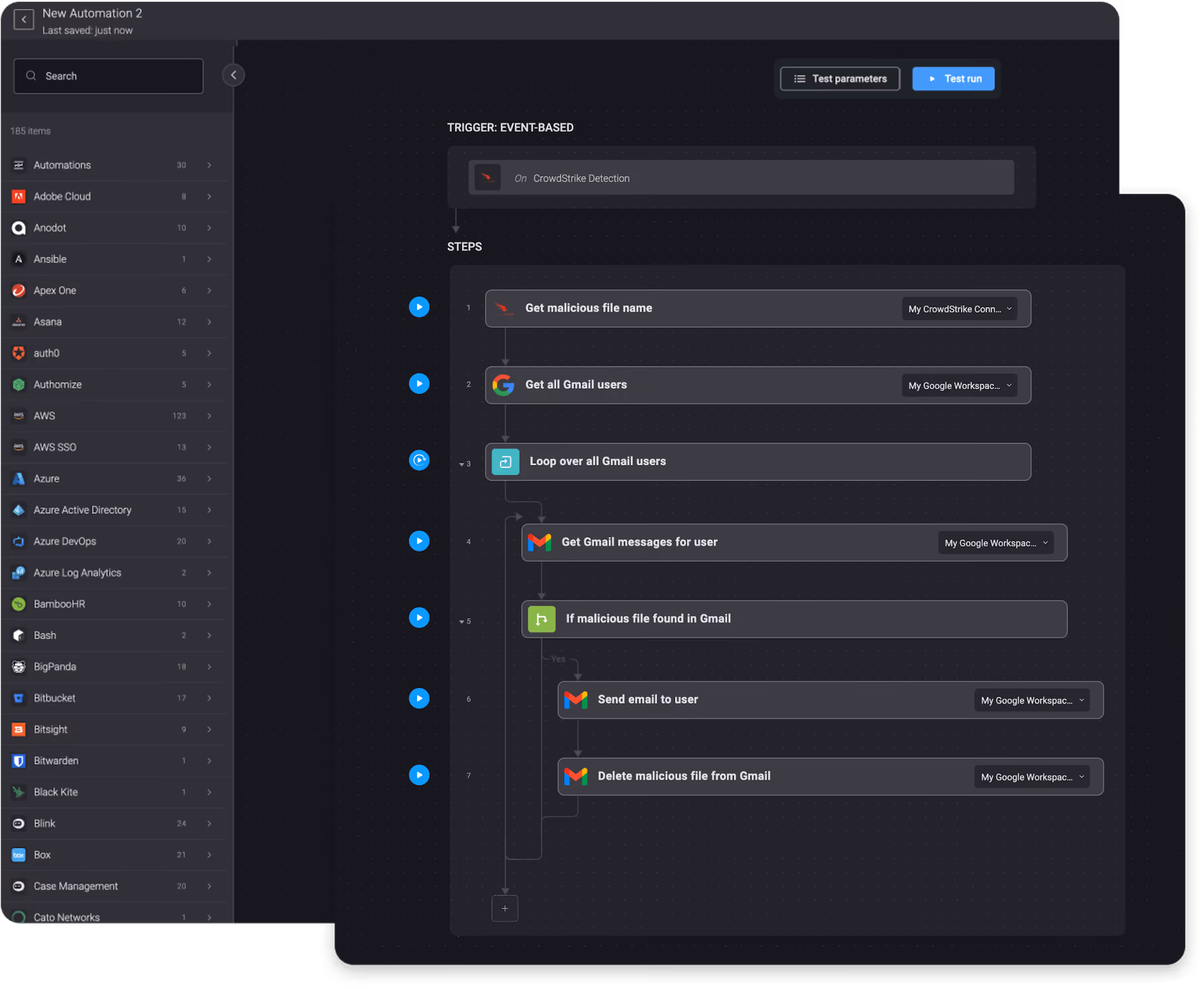 Blink Workflow: Search Gmail Accounts Across an Organization for CrowdStrike IOC