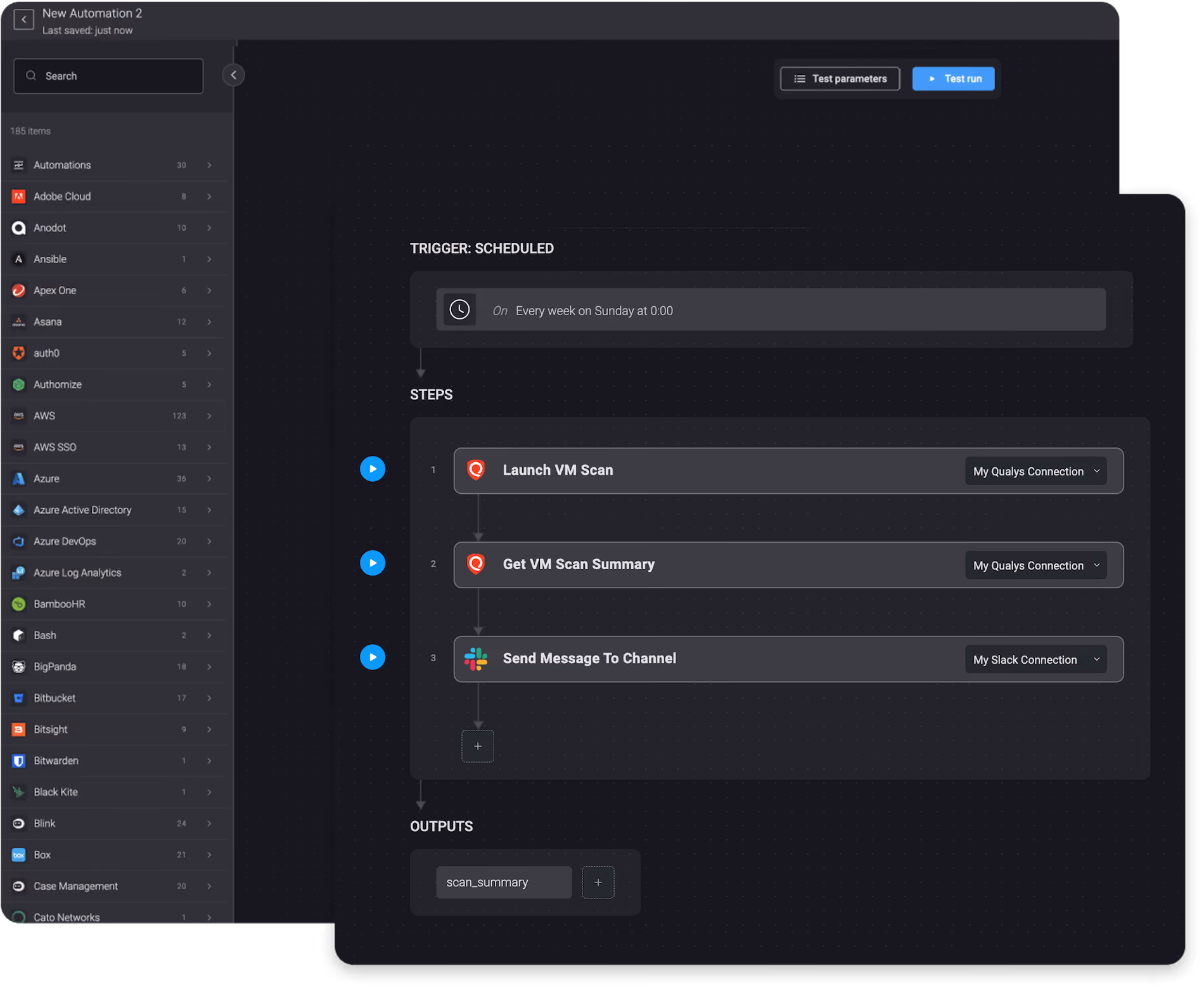 Blink Workflow for Scheduling VM Scans with Qualys